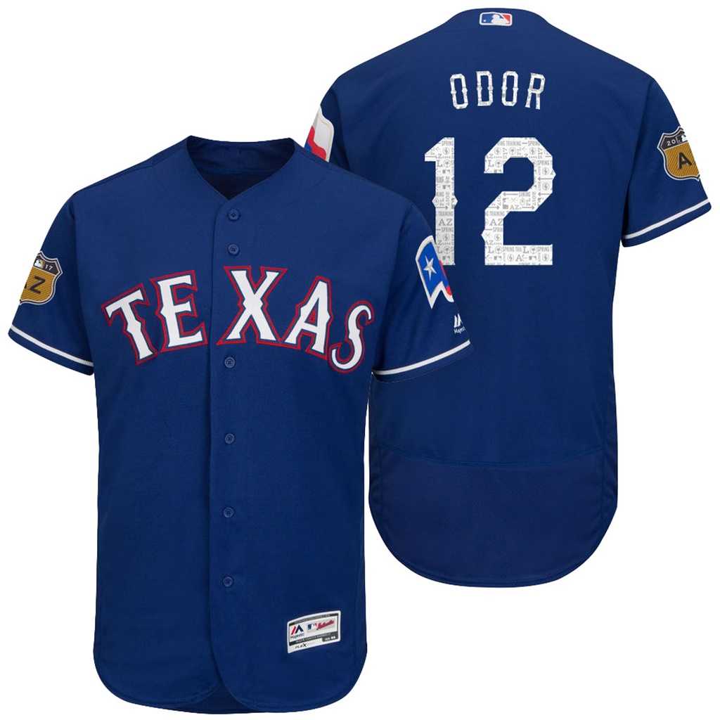 Men's Texas Rangers #12 Rougned Odor 2017 Spring Training Flex Base Authentic Collection Stitched Baseball Jersey