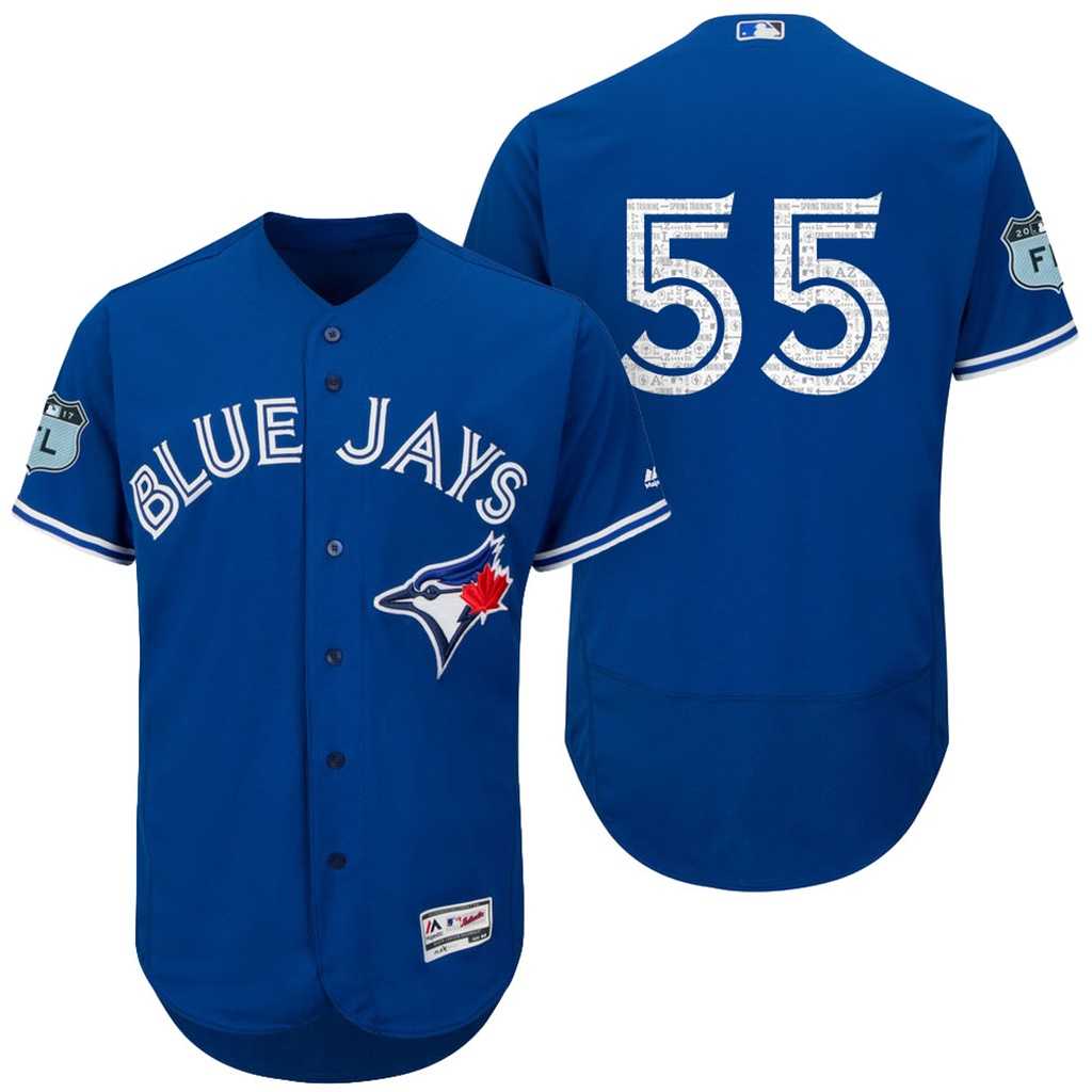 Men's Toronto Blue Jays #55 Russell Martin 2017 Spring Training Flex Base Authentic Collection Stitched Baseball Jersey