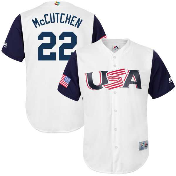 Men's USA Baseball #22 Andrew McCutchen Majestic White 2017 World Baseball Classic Jersey