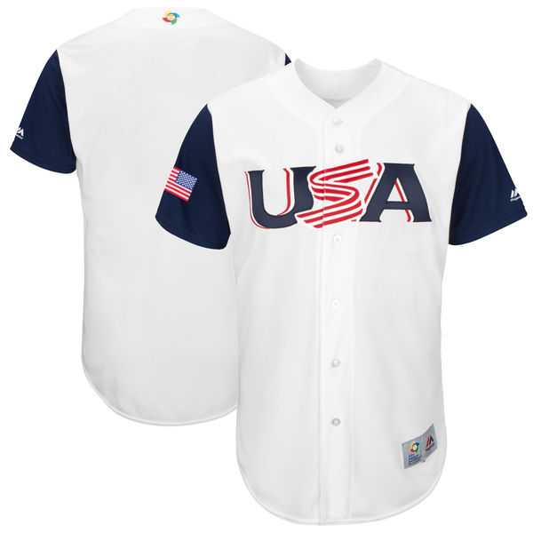 Men's USA Baseball Blank Majestic White 2017 World Baseball Classic Authentic Team Jersey