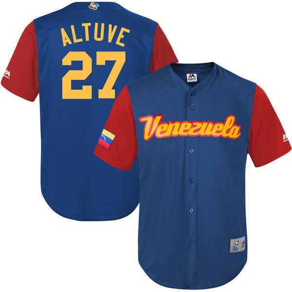 Men's Venezuela Baseball #27 Jose Altuve Majestic Royal 2017 World Baseball Classic Jersey