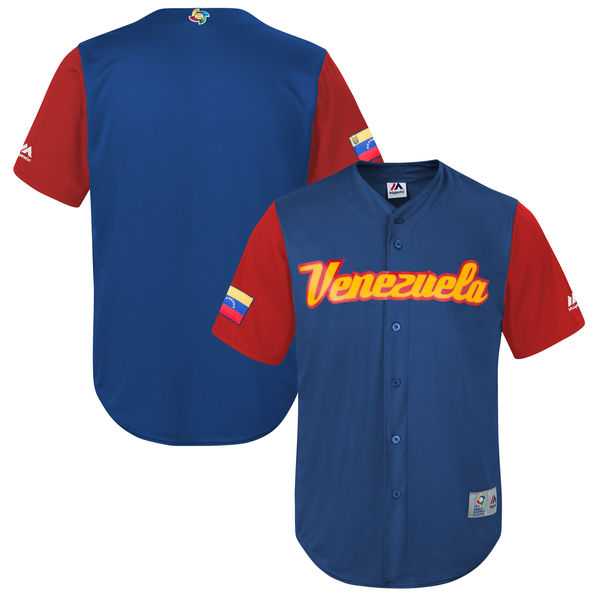 Men's Venezuela Baseball Blank Majestic Royal 2017 World Baseball Classic Team Jersey
