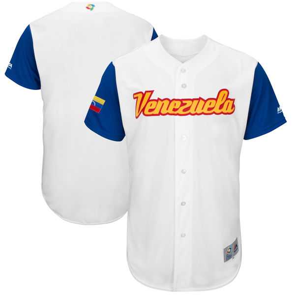 Men's Venezuela Baseball Blank Majestic White 2017 World Baseball Classic Authentic Team Jersey