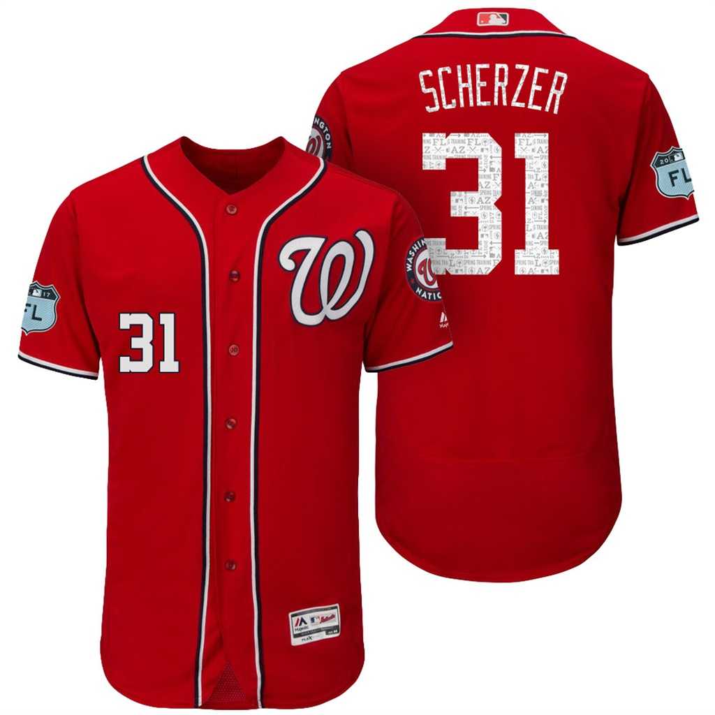 Men's Washington Nationals #31 Max Scherzer 2017 Spring Training Flex Base Authentic Collection Stitched Baseball Jersey