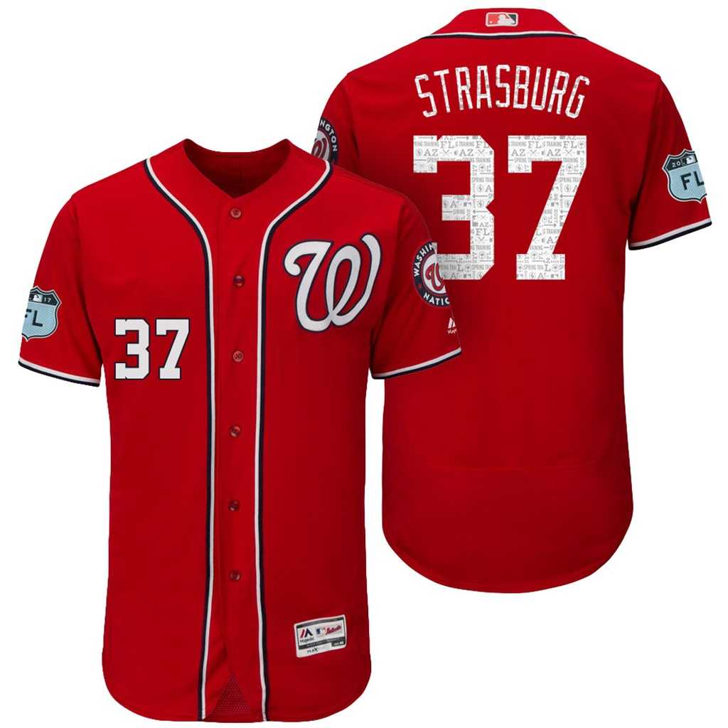 Men's Washington Nationals #37 Stephen Strasburg 2017 Spring Training Flex Base Authentic Collection Stitched Baseball Jersey