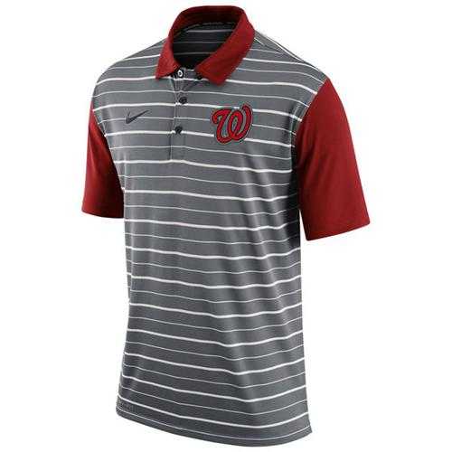 Men's Washington Nationals Nike Gray Dri-FIT Stripe Polo