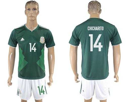 Mexico #14 Chicharito Green Home Soccer Country Jersey