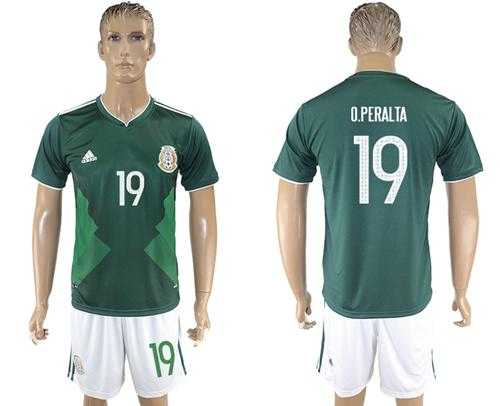 Mexico #19 O.Peralta Green Home Soccer Country Jersey