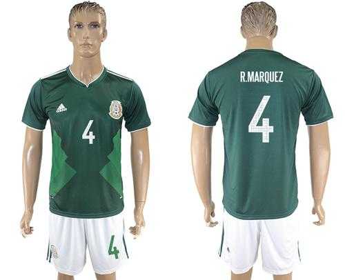Mexico #4 R.Marquez Green Home Soccer Country Jersey