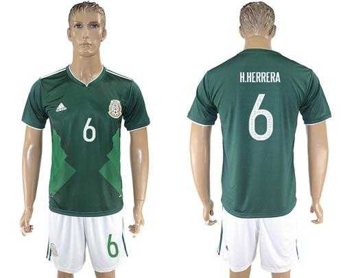 Mexico #6 H.Herrera Green Home Soccer Country Jersey