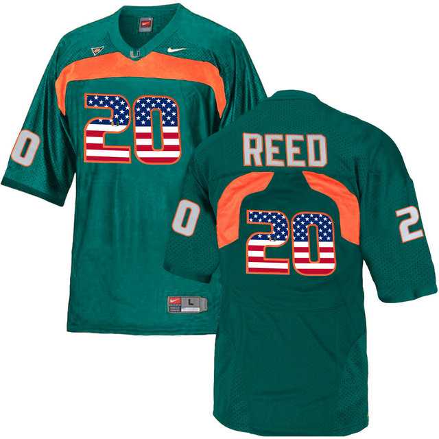 Miami Hurricanes #20 Ed Reed Green USA Flag College Football Jersey