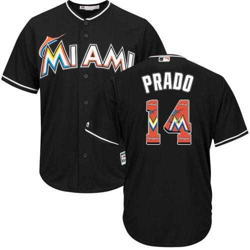 Miami Marlins #14 Martin Prado Black Team Logo Fashion Stitched MLB Jersey