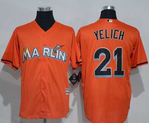 Miami Marlins #21 Christian Yelich Orange New Cool Base Stitched MLB Jersey