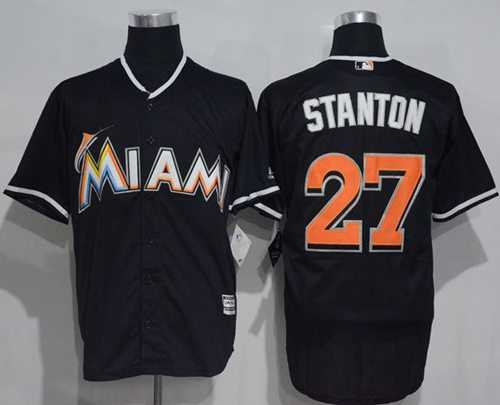 Miami Marlins #27 Giancarlo Stanton Black New Cool Base Stitched MLB Jersey