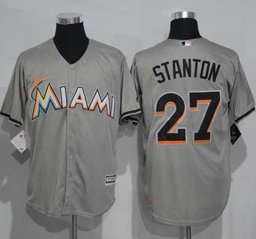 Miami Marlins #27 Giancarlo Stanton Grey New Cool Base Stitched MLB Jersey