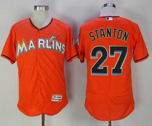 Miami Marlins #27 Giancarlo Stanton Orange Flexbase Authentic Collection Stitched MLB Jersey Miami Marlins #27 Giancarlo Stanton Orange Flexbase Authentic Collection Stitched MLB Jersey