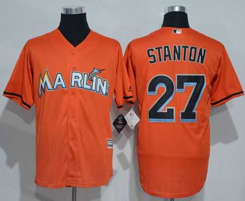 Miami Marlins #27 Giancarlo Stanton Orange New Cool Base Stitched MLB Jersey