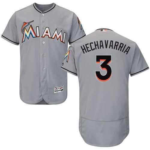 Miami Marlins #3 Adeiny Hechavarria Grey Flexbase Authentic Collection Stitched MLB Jersey