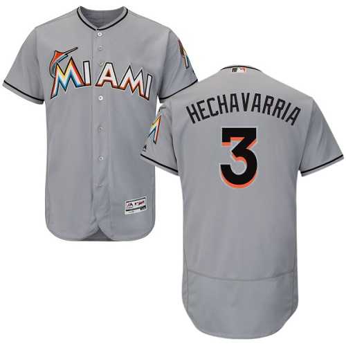 Miami Marlins #3 Adeiny Hechavarria Grey Flexbase Authentic Collection Stitched MLB Jersey Miami Marlins #3 Adeiny Hechavarria Grey Flexbase Authentic Collection Stitched MLB Jersey