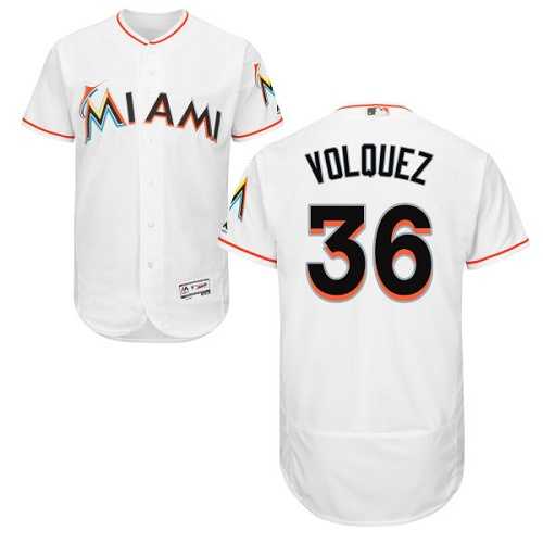 Miami Marlins #36 Edinson Volquez White Flexbase Authentic Collection Stitched MLB Jersey