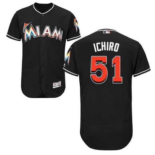 Miami Marlins #51 Ichiro Suzuki Black Flexbase Authentic Collection Stitched MLB Jersey