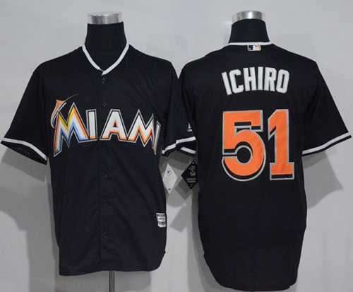 Miami Marlins #51 Ichiro Suzuki Black New Cool Base Stitched MLB Jersey