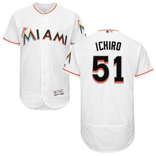 Miami Marlins #51 Ichiro Suzuki White Flexbase Authentic Collection Stitched MLB Jersey