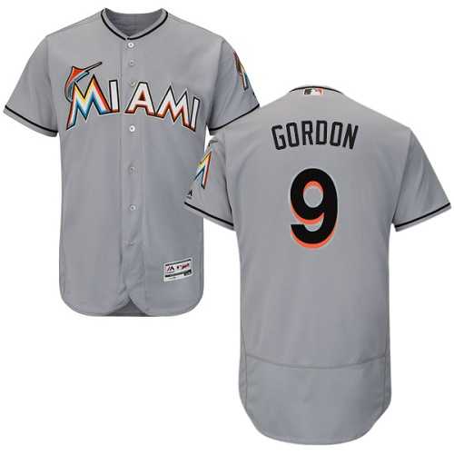 Miami Marlins #9 Dee Gordon Grey Flexbase Authentic Collection Stitched MLB Jersey