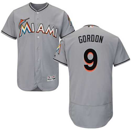 Miami Marlins #9 Dee Gordon Grey Flexbase Authentic Collection Stitched MLB Jersey Miami Marlins #9 Dee Gordon Grey Flexbase Authentic Collection Stitched MLB Jersey