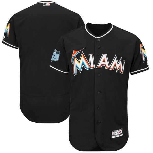Miami Marlins Blank Black 2017 Spring Training Flexbase Authentic Collection Stitched Baseball Jersey