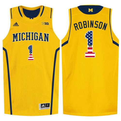 Michigan Wolverines #1 Glenn Robinson III Yellow College Basketball Jersey