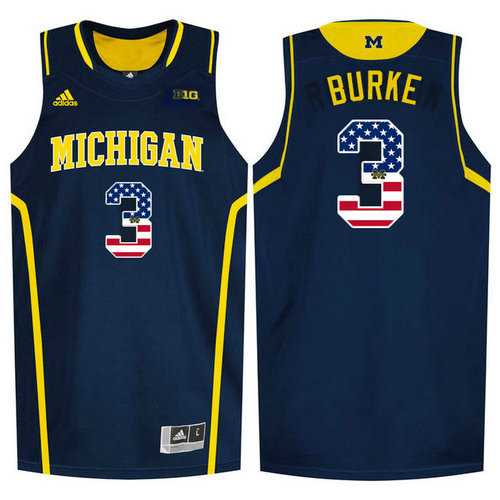 Michigan Wolverines #3 Trey Burke Navy College Basketball Jersey