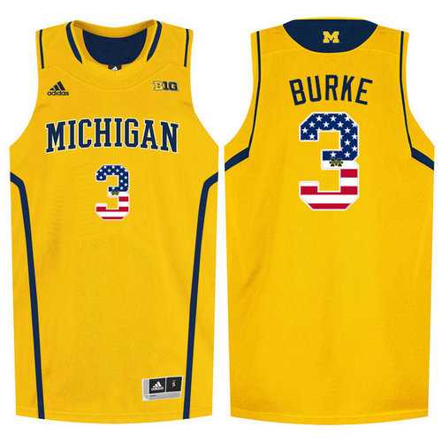 Michigan Wolverines #3 Trey Burke Yellow College Basketball Jersey