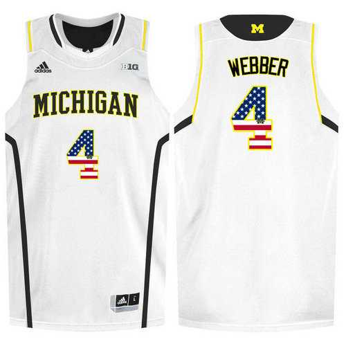 Michigan Wolverines #4 Chirs Webber White College Basketball Jersey
