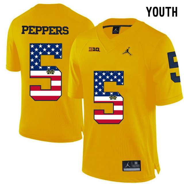 Michigan Wolverines #5 Jabrill Peppers Yellow USA Flag Youth College Football Limited Jersey