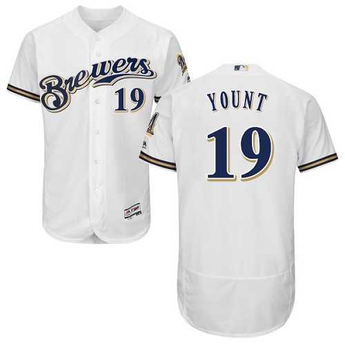 Milwaukee Brewers #19 Robin Yount White Flexbase Authentic Collection Stitched MLB Jersey