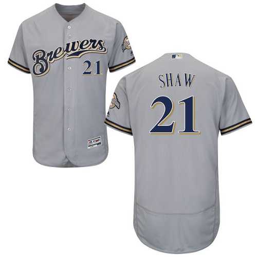 Milwaukee Brewers #21 Travis Shaw Grey Flexbase Authentic Collection Stitched MLB Jersey Milwaukee Brewers #21 Travis Shaw Grey Flexbase Authentic Collection Stitched MLB Jersey