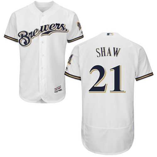 Milwaukee Brewers #21 Travis Shaw White Flexbase Authentic Collection Stitched MLB Jersey Milwaukee Brewers #21 Travis Shaw White Flexbase Authentic Collection Stitched MLB Jersey