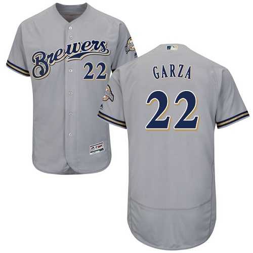 Milwaukee Brewers #22 Matt Garza Grey Flexbase Authentic Collection Stitched MLB Jersey