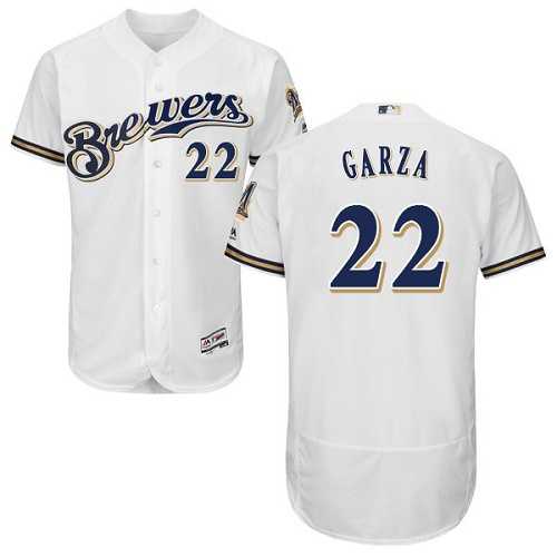Milwaukee Brewers #22 Matt Garza White Flexbase Authentic Collection Stitched MLB Jersey