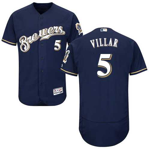 Milwaukee Brewers #5 Jonathan Villar Navy Blue Flexbase Authentic Collection Stitched MLB Jersey
