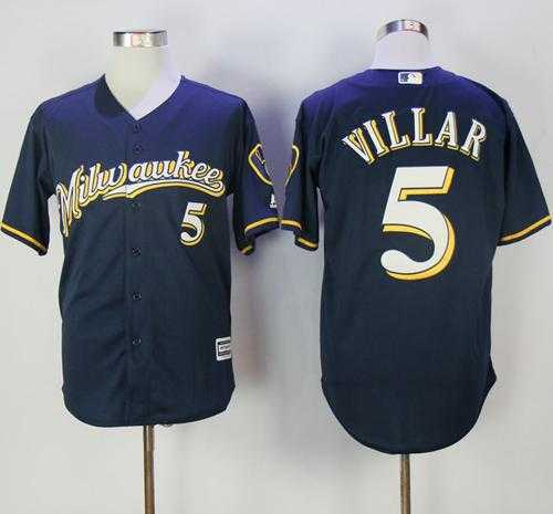 Milwaukee Brewers #5 Jonathan Villar Navy Blue New Cool Base Stitched MLB Jersey