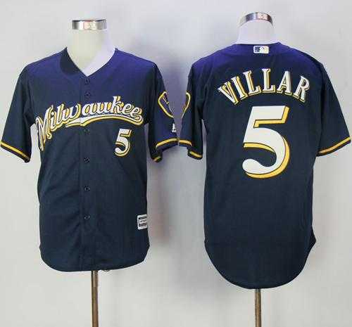 Milwaukee Brewers #5 Jonathan Villar Navy Blue New Cool Base Stitched MLB Jersey Milwaukee Brewers #5 Jonathan Villar Navy Blue New Cool Base Stitched MLB Jersey