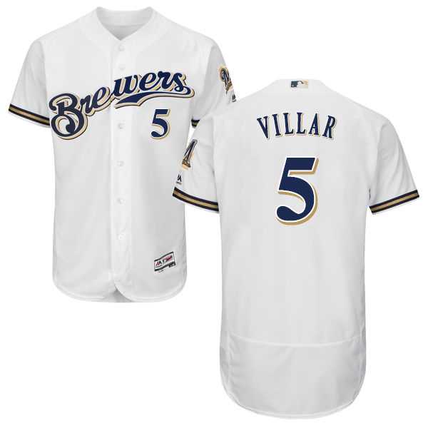 Milwaukee Brewers #5 Jonathan Villar White Flexbase Authentic Collection Stitched MLB Jersey