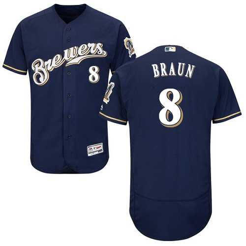 Milwaukee Brewers #8 Ryan Braun Navy Blue Flexbase Authentic Collection Stitched MLB Jersey Milwaukee Brewers #8 Ryan Braun Navy Blue Flexbase Authentic Collection Stitched MLB Jersey