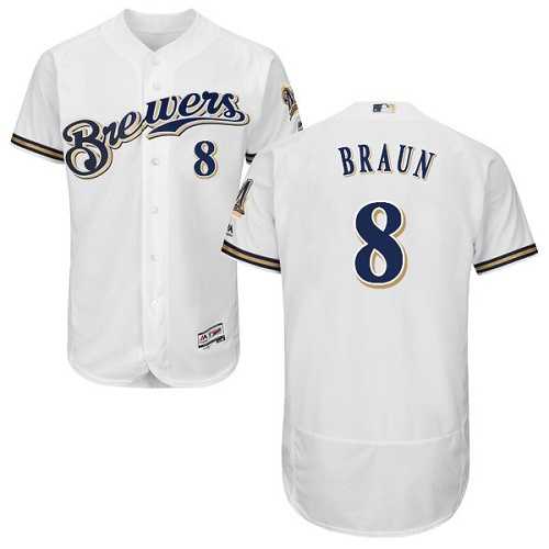 Milwaukee Brewers #8 Ryan Braun White Flexbase Authentic Collection Stitched MLB Jersey