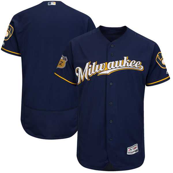 Milwaukee Brewers Blank Navy 2017 Spring Training Flexbase Authentic Collection Stitched Baseball Jersey
