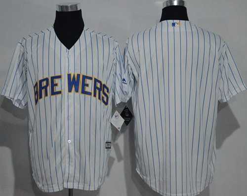 Milwaukee Brewers Blank White(Blue Strip) New Cool Base Stitched MLB Jersey