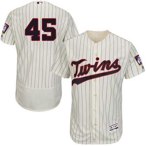 Minnesota Twins #45 Phil Hughes Cream Strip Flexbase Authentic Collection Stitched MLB Jersey