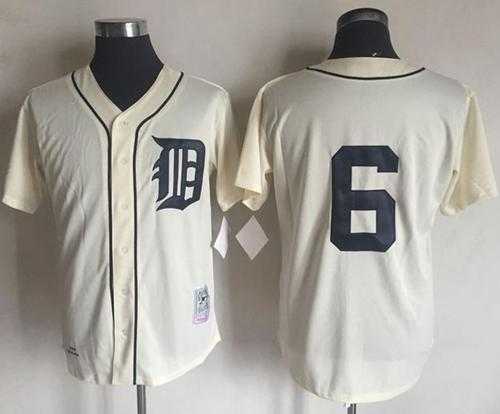 Mitchell And Ness 1968 Detroit Tigers #6 Al Kaline Cream Throwback Stitched MLB Jersey